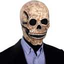 Realistic Creepy Halloween Full Head Skull Mask with Movable Jaw, Comfortable Fit (Dark)