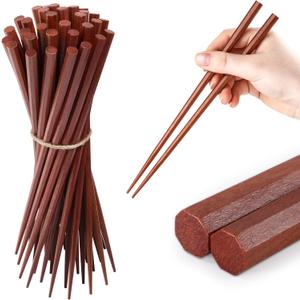 50 Pairs Japanese Wooden Chopsticks Reusable Dishwasher Safe 8 Inch Octagonal Pointy Purple Short Wood Chop Sticks for Janpan Restaurant Home