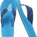 COFACE Womens Flip Flops with Arch Support Ladies Fashion Lightweight Wedge Flip Flops Comfortable Yoga Mat Sole Summer Platform Thong Sandals (Blue)