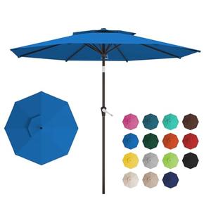 AreShark 11FT 2-Tiers Outdoor Patio Umbrella, Outdoor Table Umbrella with Crank Lift System, Vented Large Market Umbrella 8 Sturdy Ribs UV Protection for Pool, Deck, Backyard, Garden (Royal Blue)