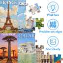 Travel Puzzle Jigsaw Puzzles for Adults 1000 Pieces, 63 World Wonders Travel City Jigsaw Puzzle Colorful Wall Art Decor, 5 inches by 10 inches