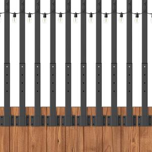 Zoegi 10 Pack 2.8FT String Light Poles,Light Poles for Outside Lights with Fork, Outdoor Brackets Hanging Lights,Metal Stand for Deck Patio, Backyard, Wedding, Deck, Party 