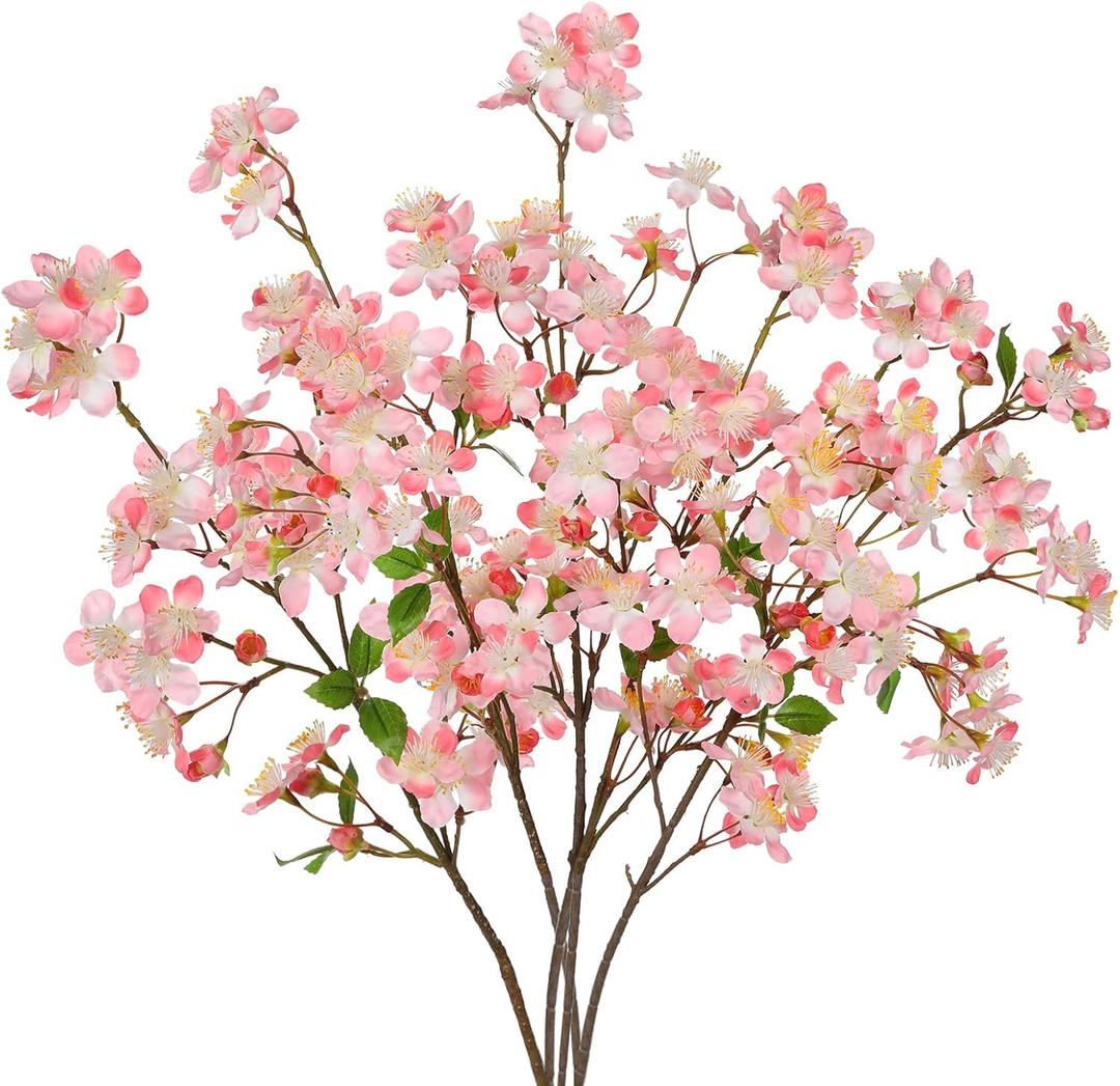 DILATATA Artificial Cherry Blossom Flowers 5 Pcs Silk Cherry Blossom Stems 27.5 Inch Long Stems Faux Silk Peach Flowers for Tall Vase Spring Decor Wedding Party Home Table Arrangement - Pink DILATATA Artificial Cherry Blossom Flowers 5 Pcs Silk Cherry Blossom Stems 27.5 Inch Long Stems Faux Silk Peach Flowers for Tall Vase Spring Decor Wedding Party Home Table Arrangement - Pink