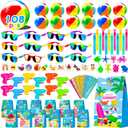 108Pcs Pool Party Favors and Beach Toys for Kids 3-8 8-12, Party Bag Stuffers Set with Beach Balls, Sunglasses, Bubble Wands, More for Pool Games Birthday Party Favors End of Year Student Gifts