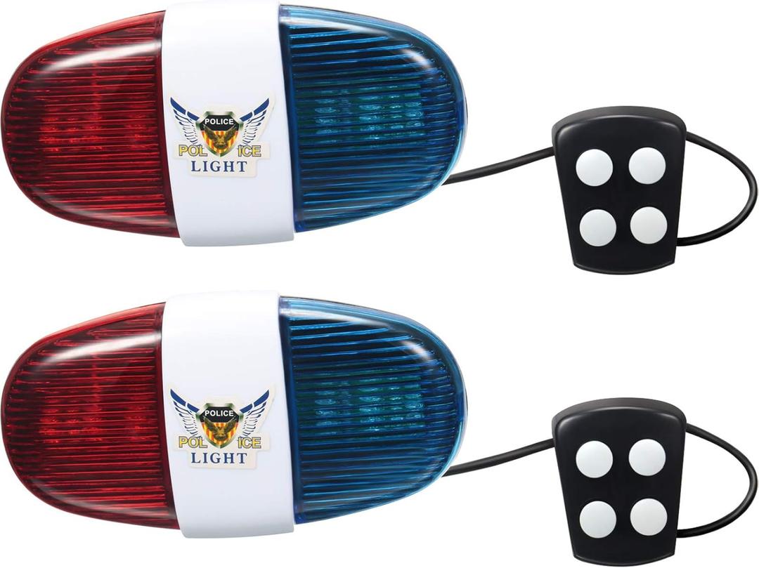2 Pieces Bike Police Sound Lights LED Sounds Trumpet Bike Horn Police Siren Warning Safety Bicycle LED Light Waterproof