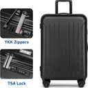 KYME 24-Inch Medium Luggage with Dual 360 Spinner Wheels Hardshell Checked TSA Approved Suitcase for Lightweight Travel (Black, 24" Checked)