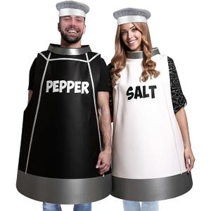HooLing 2Pcs Couples Halloween Costumes for Adults Couples Outfits Costume Apparel Accessories for Halloween Cosplay Dress up (Salt & Pepper) HooLing 2Pcs Couples Halloween Costumes for Adults Couples Outfits Costume Apparel Accessories for Halloween Cosplay Dress up (Salt & Pepper)