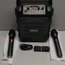 Karaoke Machine for Adults - Portable Bluetooth Karaoke Speaker with Two Wireless Microphones, PA System Speaker Supports TF Card/USB, AUX in, REC, Bass & Treble for Party/Meeting, Black