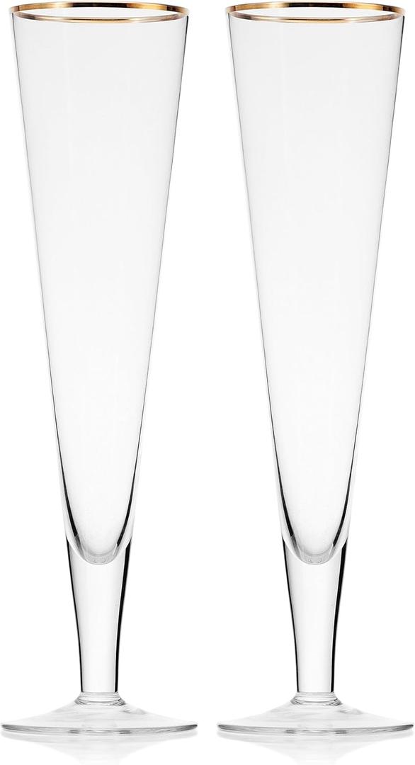 Mikasa Gold Rim Wedding Anniversary Champagne Toasting Flutes Gift Boxed, Set Of 2, 8 Ounce