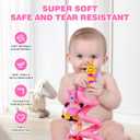 Jollybaby Crib Stroller Car Seat Toys for Baby 0-3-6-9-12 Months, Tummy Time Hanging Sensory Toys for Newborn with Music Box and Teether, Spiral Carseat Toy for Infant Boys Girls Gifts (13-Pink)