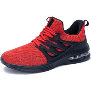 PERSOUL Mens Running Shoes Athletic Tennis Sneakers Lightweight Breathable Workout Gym Jogging Sport Walking Shoes for Men Size7-13 (12, Blackred)