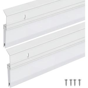 Hushee 2 Pack 48 Inches Metal Rubber Door Sweep, Double Rubber Seal Aluminum Door Sweep High Sealing Draft Stopper, Weatherproof Sound Insulation Indoor Outdoor Use for Residential Commercial (White)