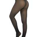 KBVOT Fleece Lined Tights Women Sheer Warm Pantyhose Leggings Fake Translucent Thermal Winter Thick Tights for Dresses S
