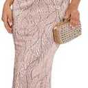 Elegant Sequin Dresses for Wedding Guest One Shoulder Dress for Women with Bead Maxi Formal Gowns, M