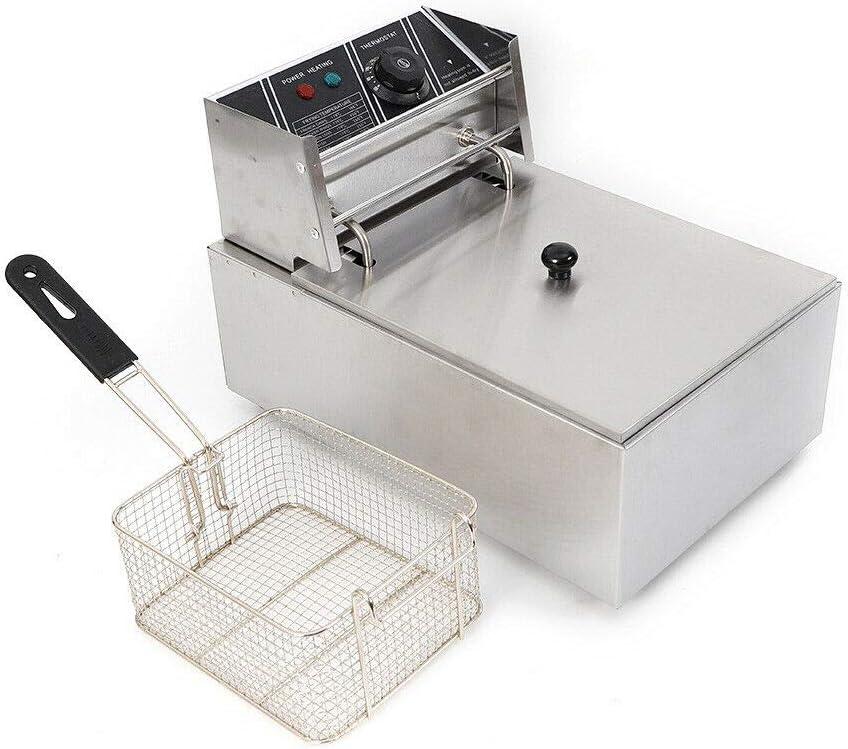 CNCEST Electric Deep Fryer 1700W Stainless Steel Deep Fryer 6L/6.3QT Countertop Fat Fryer with Temperature Limiter and Lid, for French Fries Fish Kitchen Home Restaurant Kitchen
