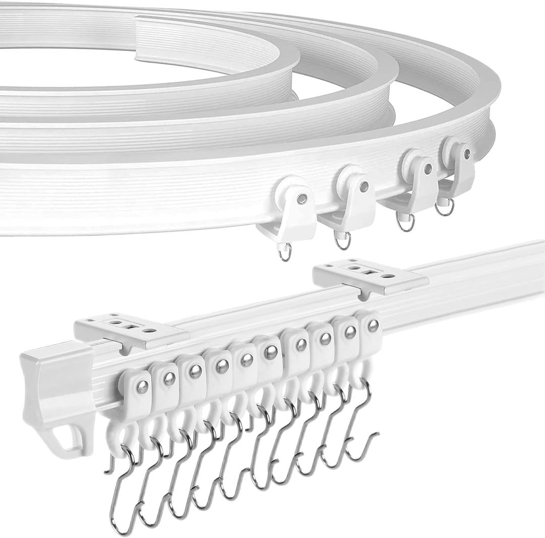 Trimmable Ceiling Curtain Track Ceiling Mount 16ft, Flexible Curtain Rail Track, White Ceiling Track for Curtains