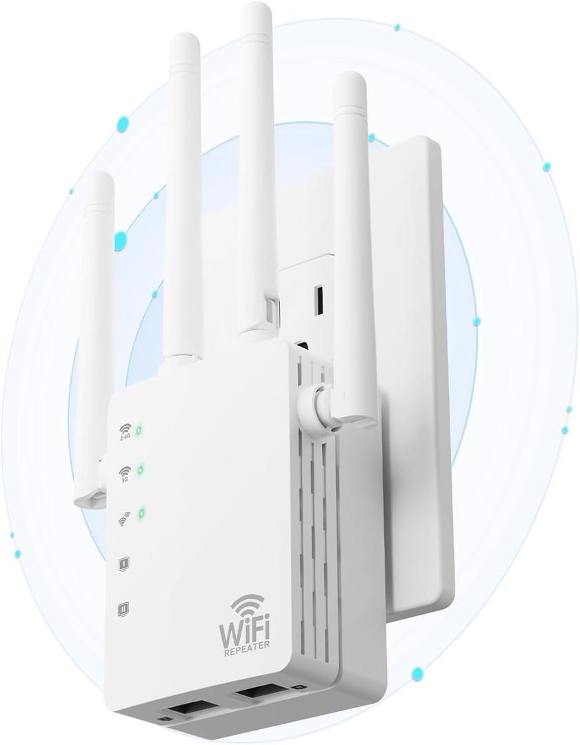 WiFi Extender, 2026 Signal Booster with Dual Band 5GHz/2.4GHz, Long Range Up to 14000 sq. ft, Internet Extender WiFi Booster, WiFi Extenders Signal Booster for Home and Outdoors (Model DF11)