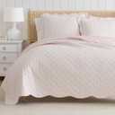 Martha Stewart - Twin Quilt Set, 100% Soft & Breathable Bedding with a Lightweight Feel for Year Round Comfort, 2 Piece Bed Set with Matching Pillowcase (Olivia Gingham Pink)