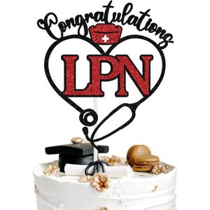 2 x Congratulations LPN Cake Topper, Congrats Licensed Practical Nurse Grad, 2025 Nursing School College Graduation Party Decorations Supplies, (Mix Nurse, LPN)
