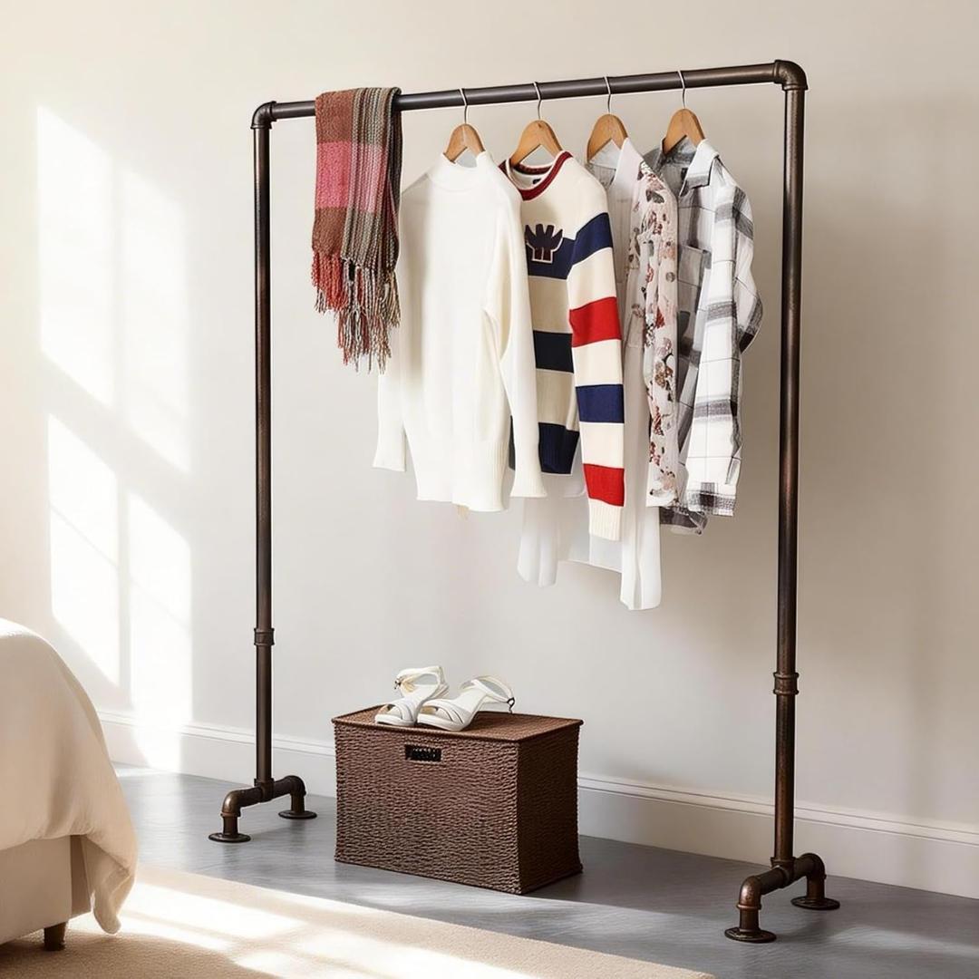 Industrial Pipe Clothing Rack 59in,Clothes Racks for Hanging Clothes,Heavy Duty Garment Display Rack
