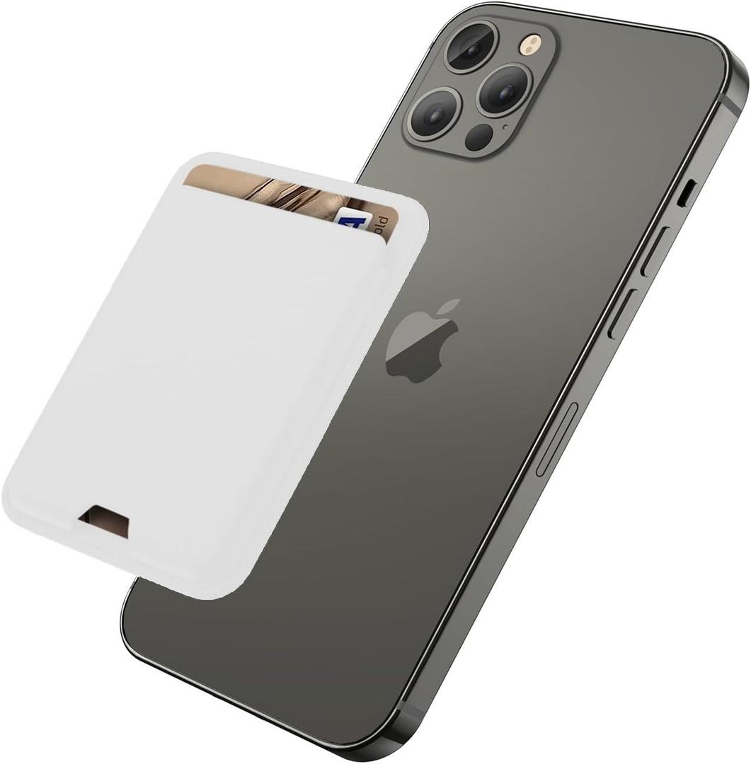 Magnetic Wallet Compatible with MagSafe for iPhone 16 15 14 13 12 Pro Max Plus Model, Mag 3 Safe Card Holder Stick on for Apple Cell Phone, White (White)