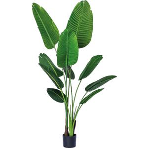 One 5 Foot Artificial Silk Bird of Paradise Palm Tree Potted Plant by Bagari