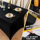 Famstar Table Cloth Black 8FT Spandex Tablecloth for Rectangle Fitted Table Cloths Stretch Covers Washable Wrinkle Free Tablecloths for Festival Camping Picnic Wedding Party