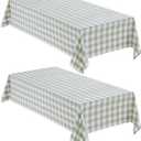 Checkered Tablecloth Rectangle, 2 Pack Gingham Table Cloths Waterproof Wrinkle Free Buffalo Plaid Table Covers Washable for Dining, Parties & Outdoor Picnic(Sage Green and White, 52"70")