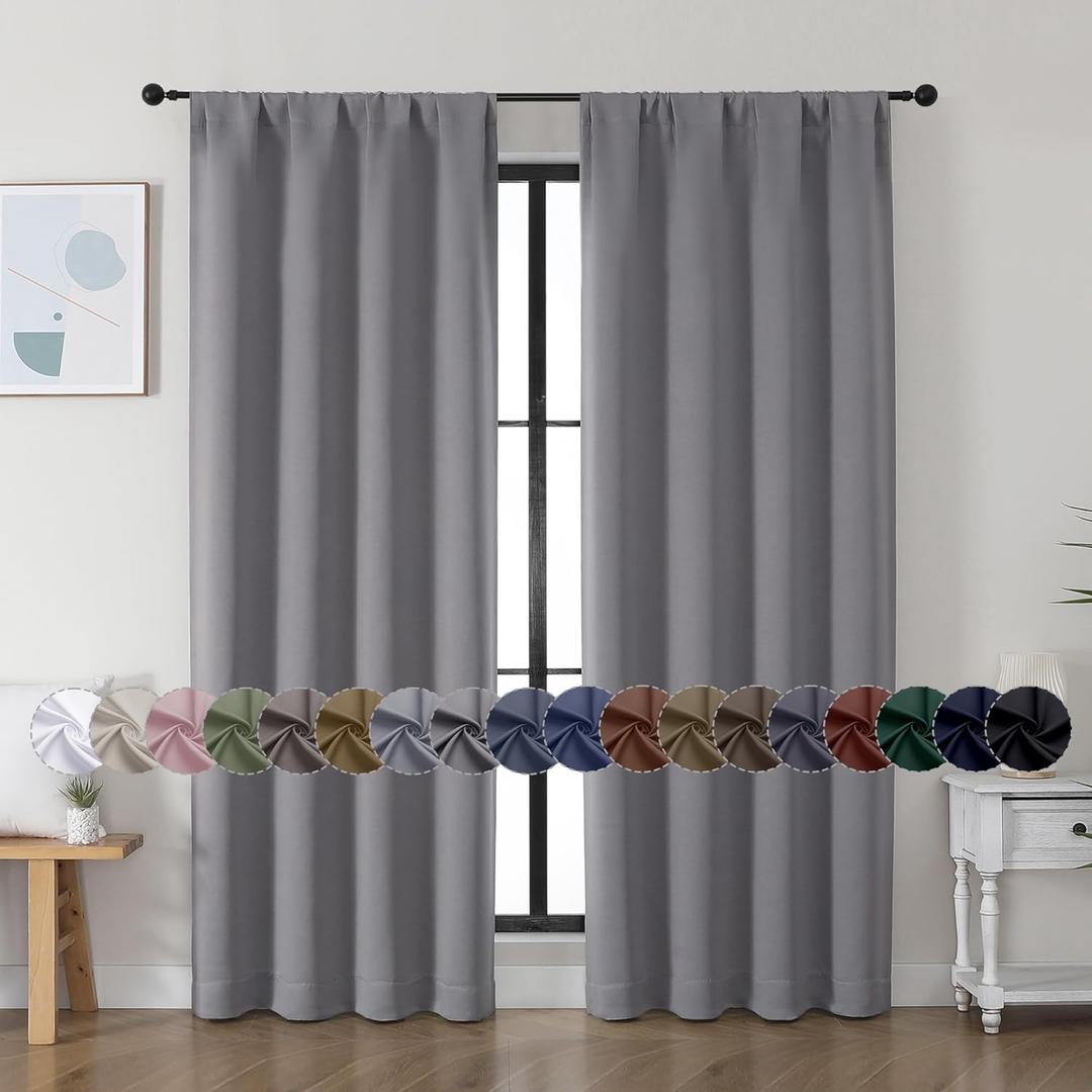 Grey Curtains 2Pcs 72x34Inc