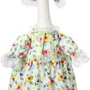 Summer Porch Goose Outfit for 17" Floral Skirt Lawn Goose Costume Clothes for Outdoor Patio Yard Lawn Art Decoration