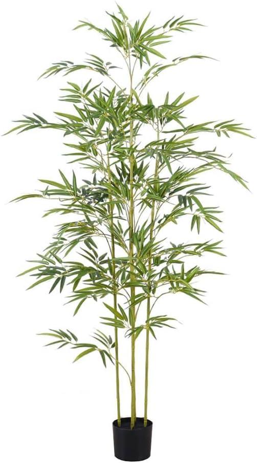 4.0 FT Artificial Bamboo Tree, Fake Bamboo Plants Indoor with Lifelike Trunk and Silk Leaves, Faux Fake Plants for Home Office Decor (Green)