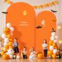 Orange Arch Backdrop Cover, Set of 2 Spandex Fitted Stretchy Arch Stand Covers, 2-Sided Round Top Chiara Backdrop Cover for Thanksgiving Birthday Party Ceremony Banquet Baby Shower Arch Decorations