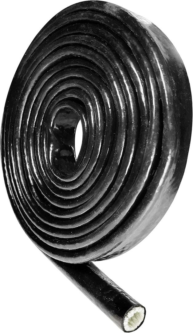 5/8 ID Heat Shielded Fire Thermo Armor Fire Sleeve Silicone Coated Fiberglass for Hose Lines & Electrical Wiring Black, 5 feet