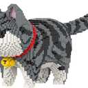 HONLANCH Animal Gray Striped Bell Cat Micro Building Blocks Set8000PCS Gift for Adults and Kids