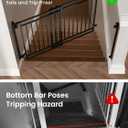 Grownsy No Bottom Bar Baby Gate for Stairs, Adjustable Width 29.8” to 43.5” for Child and Pet, Dog Gate with Auto-Close & Walk Through, Hardware-Mounted Install for Doorways and Indoor Use,Black