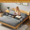 Overbed Desk with Wheels, Adjustable Height Over The Bed Table, King Queen Mobile Over Bed Desk, Overbed Table with Tiltable Tabletop for Laptop and Bedroom Work (Black, 55 * 16IN Tiltable)
