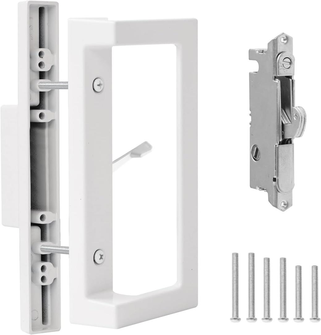 Sliding Patio Door Handle Set with Mortise Lock, Sliding Glass Patio Door Handle Replacement Set Fits Door Thicknesse is 1-3/4'' to 2-1/5'' and 3-15/16'' Screw Hole Spacing.