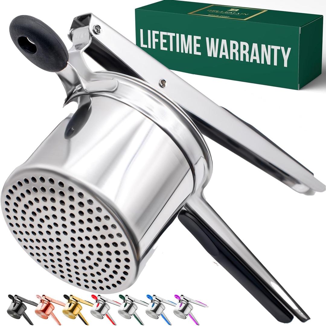 Bellemain Large Potato Ricer 15oz Heavy Duty Stainless Steel Potato Masher for Smooth Mashed Potatoes, Baby Food & Gnocchi Maker