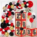 DAZONGE Graduation Decorations 2025, Set of 4 Red Grad Balloon Boxes with 139pcs Balloon Arch Garland Kit & 4 Light Strings - So Proud of You 2025 Graduation Decorations for Any Grades