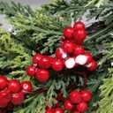 24 inch Christmas Wreaths for Front Door, Artificial Winter Wreath with Red Balls, Faux Pine Green Wreath for Home, Holiday, Fireplace, Mantle, Wall, Windows, Xmas, Outdoor Decoration