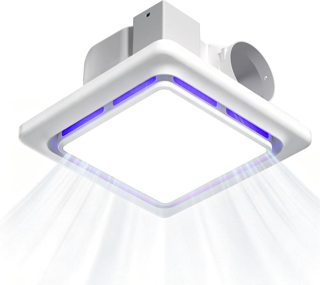 BSEED 14" Bathroom Exhaust Fan with 6500K LED Light, 120 CFM 1.0 Sone Ultra Quiet Ceiling Ventilation Fan, Energy Saving Household Bath Vent Fan, 11''x11'' Mount-FCC Certified