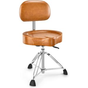 Donner Drum Throne with Backrest, Heavy Duty Hydraulic Drum Stool Height Adjustable Motorcycle Style Drum Seat Saddle Drum Throne for Adults Drummers (Brown) (19.8 x 15.5 x 9.8)