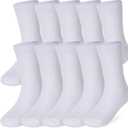 Velice Unisex Little Kids Youth Boys Girls Socks Soft Cotton Dress School Uniform Seamless Black White Crew Sock 10 Pairs (9-12 Years)