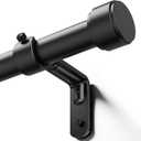 YaFex 60-150 Inch Heavy Duty Curtain Rods Set, Easy Install 4-Segment Design, 1 Inch Adjustable Black Drapery Rods for Windows, Extra Long Treatment Rods Set with Aluminum Finials