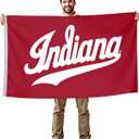 Indiana Hoosiers College Sports Printed Flag - NCAA Licensed - Nylon - School Banner (White, Red) (3' x 5')