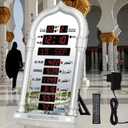 Azan Clock, Muslim Athan Prayer Clock, Athan Wall Clock with Digital LED Backlight for Islamic Home Office Mosque Eid Ramadan Gift Silver