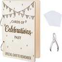 SUPERDANT Celebrations Past Greeting Card Organizer Wedding Gift Card Holder Cards Keeper Storage Keepsake Book Binder Birthday Post Cards Photo Album Holder with Punch and 20pcs Inner Pockets
