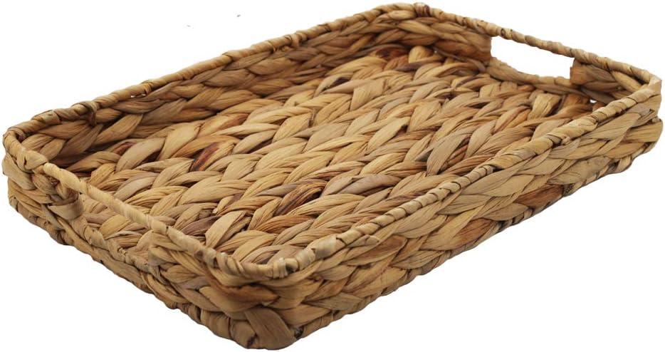 Grass Weaving Tray, Grass Storage Bins for Fruit or Tea,Arts and Crafts. (1) (Tray-A-S) (14.2" x 9.4" x 2")