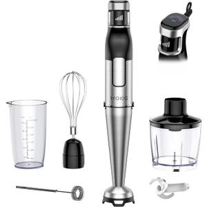 KOIOS Immersion Blender Handheld - Trigger Variable Speed 5-in-1 Immersion Hand Blender 1100W, Anti-Scratch Stainless Steel Shaft, Chopper & Milk Frother, Non-BPA for Soup, Baby Food and Smoothies