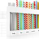 9.8 Large Acrylic Straw Holder for Cabinet Door with Ultra Sticky Adhesive Squares and Stickers, 2025 Reusable Straws Organizer Storage Dispenser for Kitchen Counter Cupboard(White)